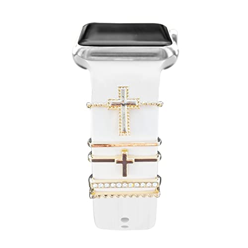 YuiYuKa Dekorative Ringschlaufen Smart Watch Band Charms Metall glänzendes Zubehör kompatibel für Apple Watch Series 8 7 6 5 4 3 2 1 45mm 44mm 42mm 41mm 40mm 38mm (Nicht Band oder Uhr) von YuiYuKa