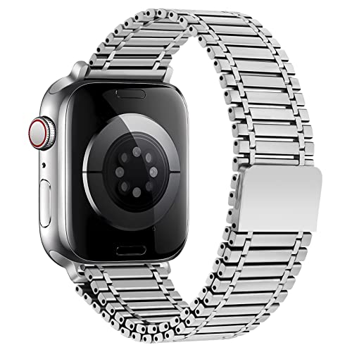 YuiYuKa Metall Armband für Apple Watch Armband 44mm 40mm 45mm 41mm 42mm 38mm Damen Herren,Edelstahl Magnet Ersatzband für Apple Watch Ultra 49mm iWatch Series 8 7 6 5 4 3 SE von YuiYuKa