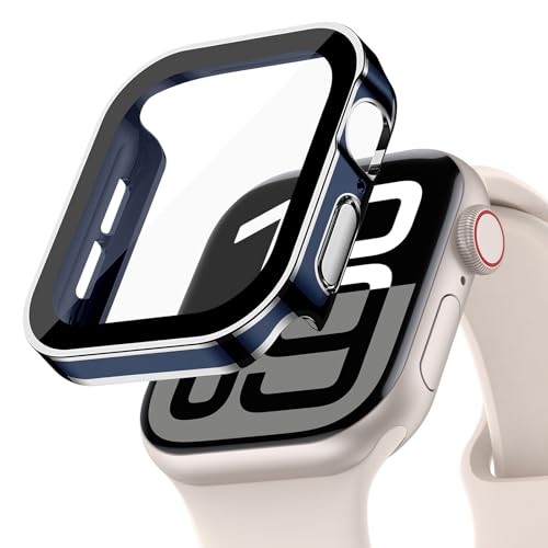 YuiYuKa Wasserdicht Hülle für Apple Watch Series 10/9/8/7 46mm 42mm 45mm 41mm mit Gehärtetem Glas Displayschutz,für iWatch Series 6/5/4/SE 44mm 40mm Voller Schutz Protective Case Ultra dünn[HD] von YuiYuKa