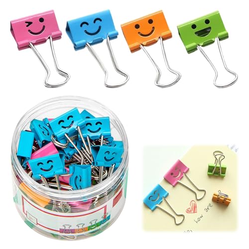 Yuiturt 40 Stück Foldback Klammern, 19 mm Farbige Papierklammern mit Niedlich Lächelndem Gesicht, Metallklammern Smiley Bunte Lächeln Klammern Binder Clips Aktenklammern Yuiturt 40 Stück Foldback Klammern, 19 mm Farbige Papierklammern mit Niedlich Lächelndem Gesicht, Metallklammern Smiley Bunte Lächeln Klammern Binder Clips Aktenklammern von Yuiturt