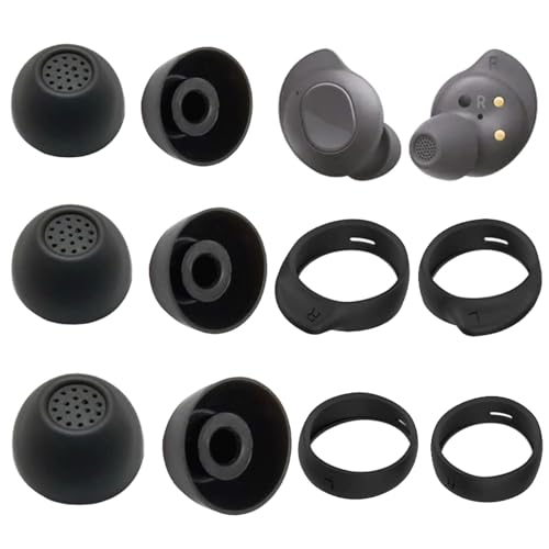 Yuiturt Ohrstöpsel-Set für Samsung Galaxy Buds FE SM-R170, mit 3 Paar Silikon Ohrstöpsel und 2 Paar Ohrflügel, Kopfhörer Ohrpolster, rutschfeste Kopfhörer Aufsätze mit Flügelspitzen (Schwarz) von Yuiturt