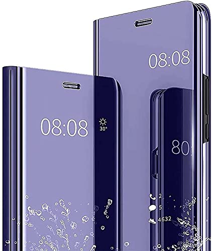 YukeTop Handyhülle für Honor X8 Hülle, Smart Mirror Flip Case Standfunktion, Spiegelbeschichtung Ganzkörper 360°Smart Cover Schutzhülle für Honor X8.(Lila) von YukeTop