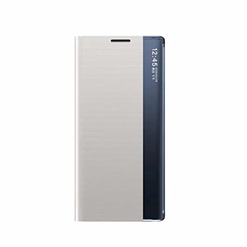 YukeTop Handyhülle für Huawei P Smart+ 2019 Hülle, mit Ständer, Klarsichtfenster + Leder + PC, Flip-Cover, Schutzhülle für Huawei P Smart+ 2019.(Silber) von YukeTop