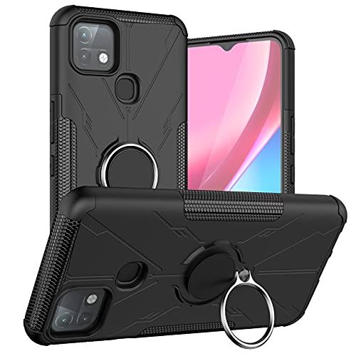 YukeTop Handyhülle für Infinix Hot 10i Hülle, Robust, sturzsicher, Hinterer Ringhalter, Rundumschutz Cover Schutzhülle für Infinix Hot 10i.(Schwarz) von YukeTop