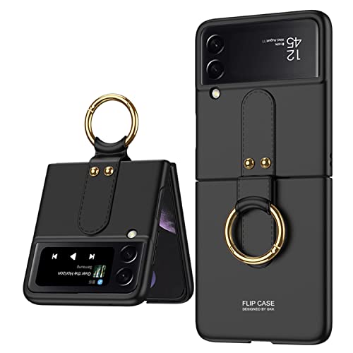 YukeTop Handyhülle für Samsung Galaxy Z Flip 4 Hülle, PC-Hartschale, mit Ringhalter, Anti-Drop, Cover Schutzhülle für Samsung Galaxy Z Flip 4.(Schwarz) von YukeTop