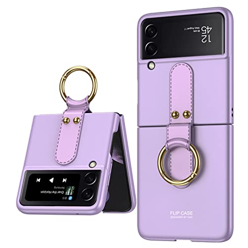 YukeTop Handyhülle für Samsung Galaxy Z Flip 4 Hülle, PC-Hartschale, mit Ringhalter, Anti-Drop, Cover Schutzhülle für Samsung Galaxy Z Flip 4.(Violett) von YukeTop
