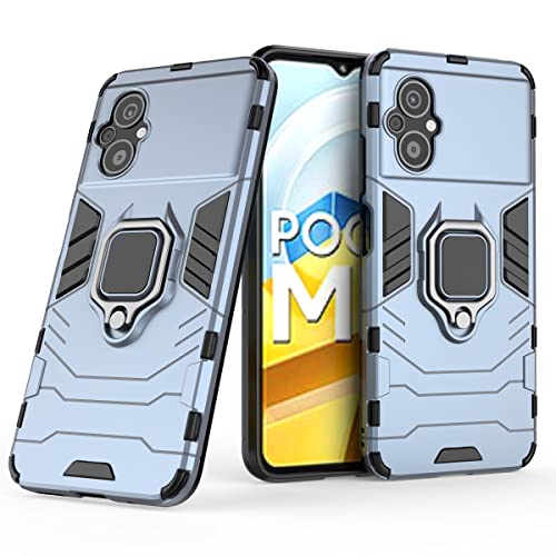 YukeTop Handyhülle für Xiaomi Poco M5 Hülle, Robust, sturzsicher, Hinterer Ringhalter, Rundumschutz Cover Schutzhülle für Xiaomi Poco M5.(Dunkelblau) von YukeTop