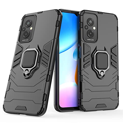 YukeTop Handyhülle für Xiaomi Redmi 11 Prime Hülle, Robust, sturzsicher, Hinterer Ringhalter, Rundumschutz Cover Schutzhülle für Xiaomi Redmi 11 Prime.(Schwarz) von YukeTop