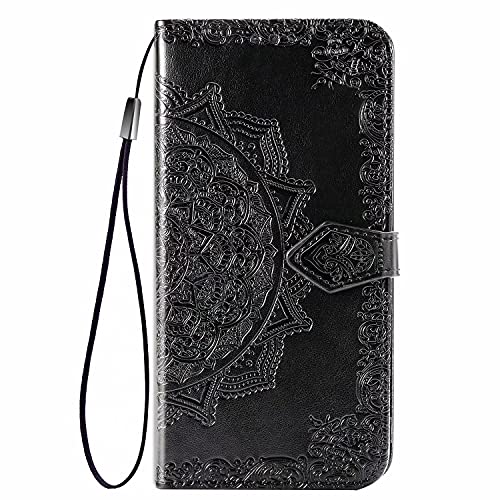 YukeTop Hülle für Blackview A55 Pro, Mit Standfunktion und Kartenfächer Case, Premium Leder Cover Wallet Schutzhülle Tasche Handyhülle für Blackview A55 Pro.(Schwarz) von YukeTop