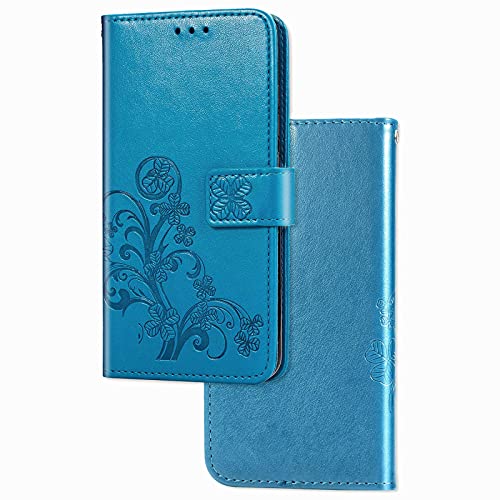 YukeTop Hülle für LG K52, Mit Standfunktion und Kartenfächer Case, Premium Leder Cover Wallet Schutzhülle Tasche Handyhülle für LG K52.(Blau) von YukeTop