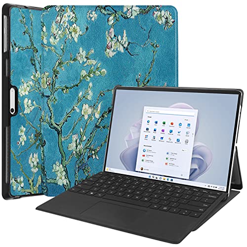 YukeTop Hülle für Microsoft Surface Pro 9, PU Slim Cover, mit Auto Sleep/Wake up Hard Trifold Stand Cover, Hülle für Microsoft Surface Pro 9.(Aprikosenblüte) von YukeTop