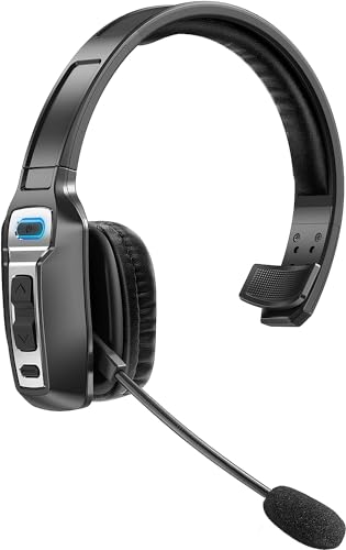 Yukigefe Bluetooth Headset mit Mikrofon, V5.2 Wireless Headset mit AI Noise Cancelling Taste, Wireless On-Ear Kopfhörer 60 Hrs Arbeitszeit, für Trucker Home Office Remote Work Zoom von Yukigefe