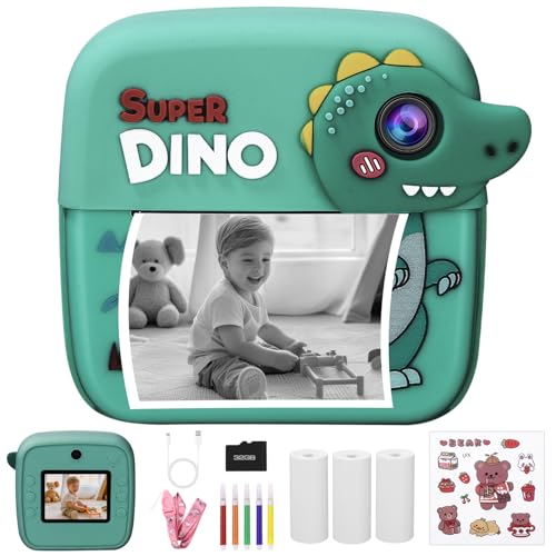 Kinderkamera Sofortbildkamera, Kinder Kamera 1080P 2,4-Zoll-Bildschirm Kinder Dinosaurier Sofortbildkamera mit 32G Karte und 3 Rollen Druckpapier, Geschenke für Jungen und Mädchen 3-12 Jahre Kinderkamera Sofortbildkamera, Kinder Kamera 1080P 2,4-Zoll-Bildschirm Kinder Dinosaurier Sofortbildkamera mit 32G Karte und 3 Rollen Druckpapier, Geschenke für Jungen und Mädchen 3-12 Jahre von Yulado