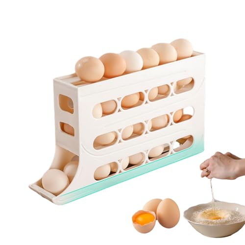 Eierspender Für Kühlschrank, Eierhalter Mit 4 Etagen Für Kühlschrank, Automatisch Rollender Eierspender Für Kühlschrank, Platzsparendes Eier-Organizer-Tablett Für Kühlschrank, Küche Bis Zu 30 Eier von Yulokdwi