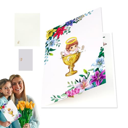 Yulokdwi Papier Skulptur Segenskarte | Geburtstagskarte Mit Goldener Kelch Und Gebetsmotiv,Bunte Segensaccessoires, Tragbare Babyzimmer-Deko Für Babyparty & Taufzeremonie Yulokdwi Papier Skulptur Segenskarte | Geburtstagskarte Mit Goldener Kelch Und Gebetsmotiv,Bunte Segensaccessoires, Tragbare Babyzimmer-Deko Für Babyparty & Taufzeremonie von Yulokdwi