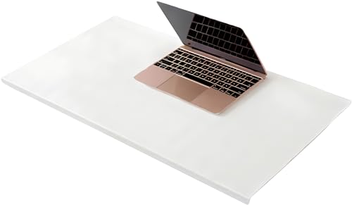 Büro Leder-Schreibunterlage, großes Mauspad mit Kantenschutz, wasserdicht, glatt, Schreibunterlage für Laptop-Tastatur, 60 x 40 cm, Weiß von Yuly