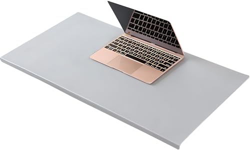 Büro Leder-Schreibunterlage, großes Mauspad mit Kantenschutz, wasserdicht, glatte Schreibunterlage für Laptop-Tastatur, 60 x 40 cm, grau von Yuly