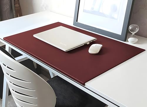 Mauspad, Schreibtischunterlage mit Kantenschutz, PU-Leder, Schreibtischunterlage mit Fixierungslippe, glattes Gaming-Mauspad, rutschfest, 70 x 35 cm, Rot von Yuly