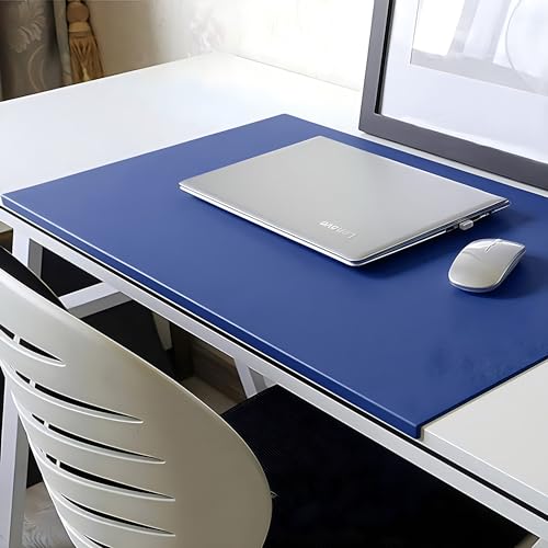 Mauspad, Schreibtischunterlage mit Kantenschutz, PU-Leder für Büro und Zuhause, Schreibtischunterlage mit Fixierungslippe, glattes Gaming-Mauspad, rutschfest, Schreibunterlage, 80 x 50 cm, blau von Yuly