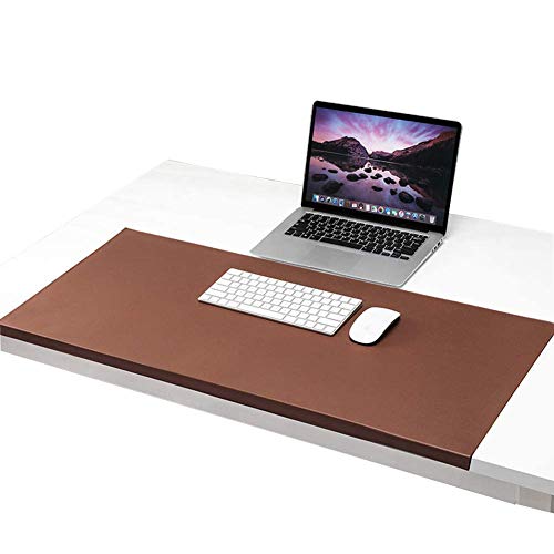 Schreibtischunterlage aus Leder, wasserdicht, kratzfest, mit Kantenschutz, glatt, rutschfest, Schreibunterlage für Laptop-Tastatur, 80 x 40 cm, Braun von Yuly