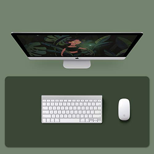 Schreibtischunterlage für PC und Laptop, wasserdicht, großes glattes Schreibunterlage, kratzfestes PU-Leder, 130 x 65 cm, dunkelgrün von Yuly