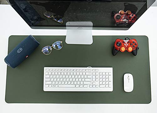 Schreibtischunterlage für das Büro, wasserabweisend, ultra großes Gaming-Mauspad, multifunktionale Schreibtischunterlage, PU-Leder, Schreibunterlage, leicht zu reinigen, 100 x 50 cm, Dunkelgrün von Yuly