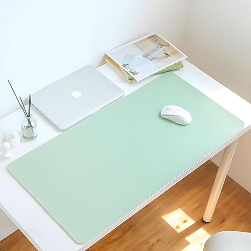 Ultra große Schreibtischunterlage, multifunktional, für Büro, Laptop, Schreibtischunterlage, PU-Leder, wasserdicht, kratzfest, 100 x 60 cm, Hellgrün von Yuly