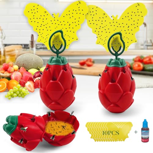 Fliegenfalle, Fruchtfliegenfalle Innenbereich mit Lockstoff,Wiederverwendbare Obstfliegenfalle, Fliegen Fänger mit Gelbsticker,für Pflanzen Innen und Außeninsekten Fliegenkontrolle Fliegenfalle, Fruchtfliegenfalle Innenbereich mit Lockstoff,Wiederverwendbare Obstfliegenfalle, Fliegen Fänger mit Gelbsticker,für Pflanzen Innen und Außeninsekten Fliegenkontrolle von YumSur