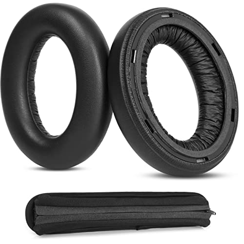 YunYiYi Ohrpolster Kompatibel mit Sennheiser Momentum 4 Wireless Kopfhörer Protein Leder Ersatz Ohrpolster Stirnband Schutzpolster (Schwarz) von YunYiYi