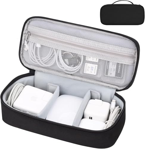 Yundoor Kabel-Organizer-Tasche, elektronischer Organizer für Ladegerät und Kabel, Reisezubehör, tragbare Powerbank (schwarz) von Yundoor