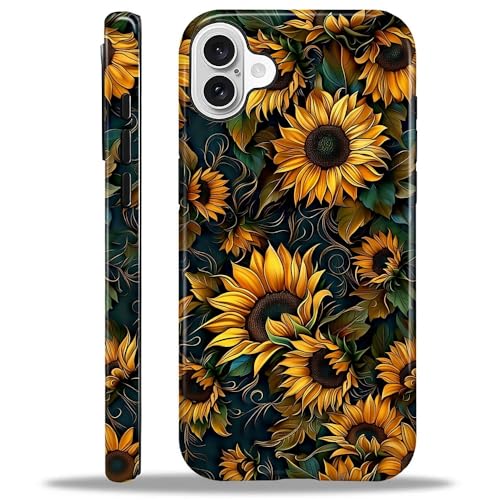 Yuning419 Hülle Kompatibel mit iPhone 16, Hybrid 2-lagige Hartschalen-Schutzhülle, stoßfeste Schutzhülle für iPhone 16, Sonnenblumen mit wirbelnden Blättern Yuning419 Hülle Kompatibel mit iPhone 16, Hybrid 2-lagige Hartschalen-Schutzhülle, stoßfeste Schutzhülle für iPhone 16, Sonnenblumen mit wirbelnden Blättern von Yuning419