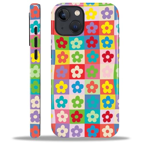 Yuning419 Schutzhülle kompatibel mit iPhone 14, Hybrid-Hartschalen-Schutzhülle, 2-lagig, stoßfest, robuste Handyhülle für iPhone 14, Gitter mit bunten Blumen im Retro-Stil Yuning419 Schutzhülle kompatibel mit iPhone 14, Hybrid-Hartschalen-Schutzhülle, 2-lagig, stoßfest, robuste Handyhülle für iPhone 14, Gitter mit bunten Blumen im Retro-Stil von Yuning419