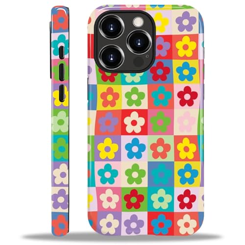 Yuning419 Schutzhülle kompatibel mit iPhone 14 Pro Max, Hybrid-Hartschalen-Schutzhülle, 2-lagig, stoßfest, robuste Handyhülle für iPhone 14 Pro Max, Gitter mit bunten Blumen im Retro-Stil Yuning419 Schutzhülle kompatibel mit iPhone 14 Pro Max, Hybrid-Hartschalen-Schutzhülle, 2-lagig, stoßfest, robuste Handyhülle für iPhone 14 Pro Max, Gitter mit bunten Blumen im Retro-Stil von Yuning419