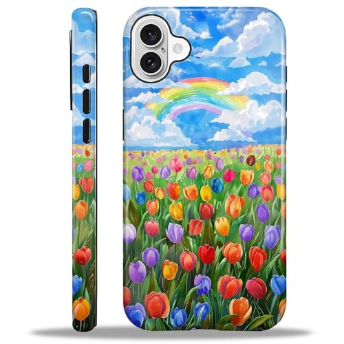Yuning419 Schutzhülle kompatibel mit iPhone 16, Hybrid-Hartschale, 2-lagig, stoßfest, robuste Handyhülle für iPhone 16, bunte Tulpen unter einem Regenbogenhimmel Yuning419 Schutzhülle kompatibel mit iPhone 16, Hybrid-Hartschale, 2-lagig, stoßfest, robuste Handyhülle für iPhone 16, bunte Tulpen unter einem Regenbogenhimmel von Yuning419