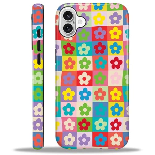 Yuning419 Schutzhülle kompatibel mit iPhone 16, Hybrid-Hartschalen-Schutzhülle, 2-lagig, stoßfest, robuste Handyhülle für iPhone 16, Gitter mit bunten Blumen im Retro-Stil Yuning419 Schutzhülle kompatibel mit iPhone 16, Hybrid-Hartschalen-Schutzhülle, 2-lagig, stoßfest, robuste Handyhülle für iPhone 16, Gitter mit bunten Blumen im Retro-Stil von Yuning419