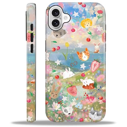 Yuning419 Schutzhülle kompatibel mit iPhone 16, Hybrid-Hartschalen-Schutzhülle, 2-lagig, stoßfest, robuste Handyhülle für iPhone 16, Kaninchen-Erdbeere und Blume Yuning419 Schutzhülle kompatibel mit iPhone 16, Hybrid-Hartschalen-Schutzhülle, 2-lagig, stoßfest, robuste Handyhülle für iPhone 16, Kaninchen-Erdbeere und Blume von Yuning419