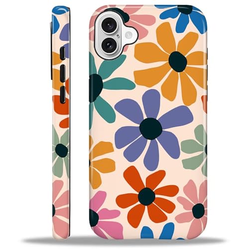 Yuning419 Schutzhülle kompatibel mit iPhone 16, Hybrid-Hartschalen-Schutzhülle, 2-lagig, stoßfest, robuste Handyhülle für iPhone 16, bunte stilisierte Blumen Yuning419 Schutzhülle kompatibel mit iPhone 16, Hybrid-Hartschalen-Schutzhülle, 2-lagig, stoßfest, robuste Handyhülle für iPhone 16, bunte stilisierte Blumen von Yuning419