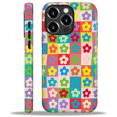 Yuning419 Schutzhülle kompatibel mit iPhone 16 Pro, Hybrid-Hartschalen-Schutzhülle, 2-lagig, stoßfest, robuste Handyhülle für iPhone 16 Pro, Gitter mit bunten Blumen im Retro-Stil Yuning419 Schutzhülle kompatibel mit iPhone 16 Pro, Hybrid-Hartschalen-Schutzhülle, 2-lagig, stoßfest, robuste Handyhülle für iPhone 16 Pro, Gitter mit bunten Blumen im Retro-Stil von Yuning419