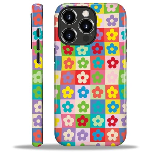 Yuning419 Schutzhülle kompatibel mit iPhone 16 Pro Max, Hybrid-Hartschalen-Schutzhülle, 2-lagig, stoßfest, robuste Handyhülle für iPhone 16 Pro Max, Gitter mit bunten Blumen im Retro-Stil Yuning419 Schutzhülle kompatibel mit iPhone 16 Pro Max, Hybrid-Hartschalen-Schutzhülle, 2-lagig, stoßfest, robuste Handyhülle für iPhone 16 Pro Max, Gitter mit bunten Blumen im Retro-Stil von Yuning419