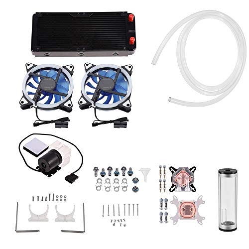 All-in-One-Kit für flüssige CPU-Kühler, CPU/GPU-Block + zylindrischer Wasserbehälter + Wasserpumpe + 240-mm-Kühlkörper + transparenter Schlauch + LED-Lüfter-Compputer DIY-Wasserkühlungs-Kit von Yunir