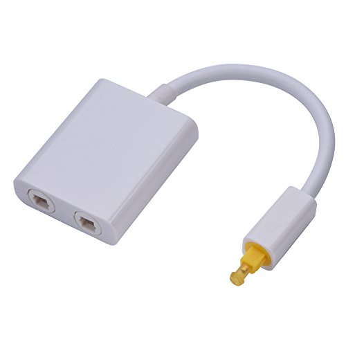 Audio-Splitter, digitaler optischer Audio-Splitter-Adapter mit Zwei Anschlüssen Toslink Audio-Kabel 1 zu 2 für CD-Player, DVD-Player (Weiß) von Yunir