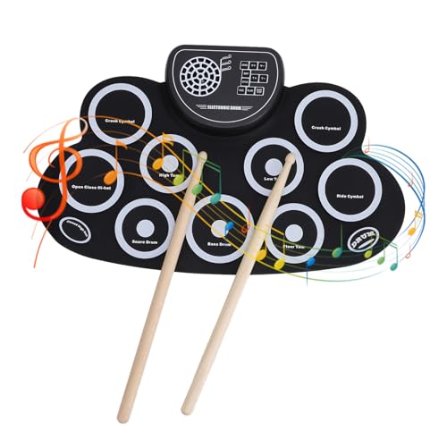 E-Drum-Set, 9-Pads Roll-Up-Drum-Übungspad, Elektronisches Drum-Set, mit Kopfhöreranschluss und Integriertem Lautsprecher, Weihnachtsgeburtstagsgeschenk für Kinder E-Drum-Set, 9-Pads Roll-Up-Drum-Übungspad, Elektronisches Drum-Set, mit Kopfhöreranschluss und Integriertem Lautsprecher, Weihnachtsgeburtstagsgeschenk für Kinder von Yunir