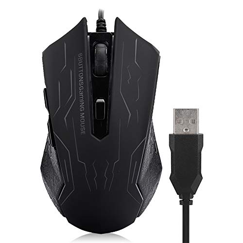 Gaming Mouse, Silent USB Wired Mäuse Ergonomische hochempfindliche G6 1,5 m 6-Gang verstellbare Maus von Yunir