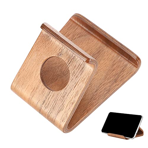 Yunir Universal Wood Smartphone- und Tablet-Halter, Bambus-Holz-Desktop-Tablet-Halter, für das Home Office, Online-Klassenaufladung (Walnut) von Yunir