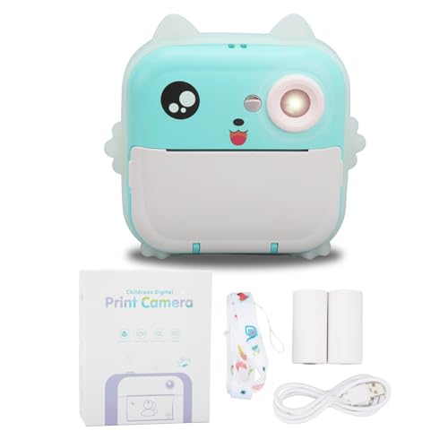 Kinderkamera Sofortdruck, 24 MP 1080P Multi-Zoom-Thermodruck-Digitalkamera, Tragbare 12-Zoll-Bildschirm-Minidruckkamera für 4 5 6 7 8 9 Jahre Alte Jungen und Mädchen (Blue) von Yunir