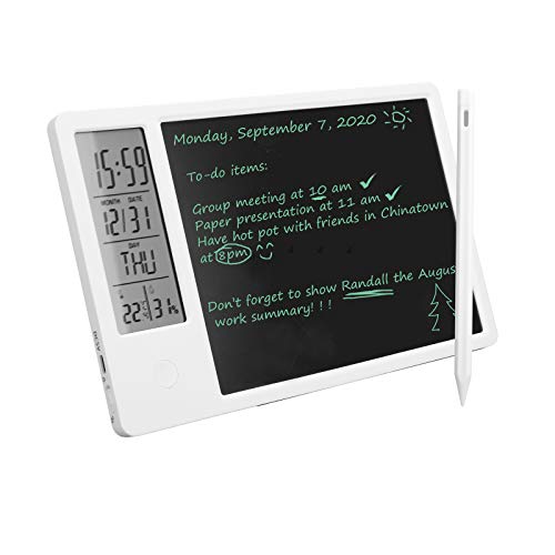 LCD-Schreibtablette mit Stift, elektronischer Desktop-Kalender LCD-Handschrifttafel Typ C Wiederaufladbarer Notizblock mit Digitalfunktion und Alarmfunktion für Schulen, Büros, Privathaushalte von Yunir