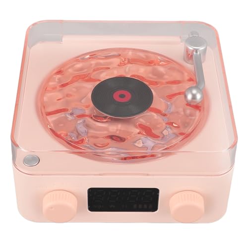 Plattenspieler-Plattenspieler mit Nachtlicht und Zeitanzeige, BT-Empfänger, 3-in-1-Multifunktion, Tragbarer Plattenspieler für Unterhaltung und Dekoration (Rosa) von Yunir