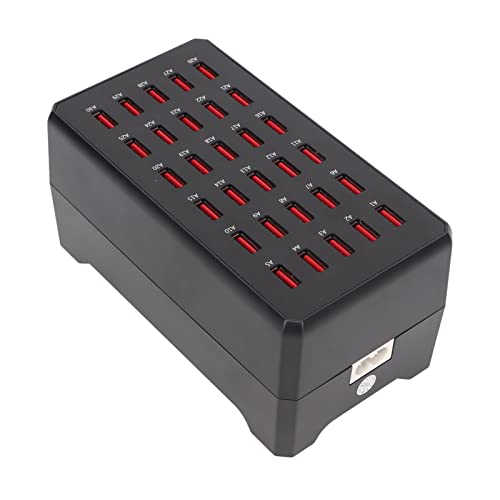 USB-Ladestation, 150 W, 30 Anschlüsse, Mehrere USB-PC-Desktop-Ladegeräte aus Feuerhemmendem ABS-Material, für Digitale Mobiltelefongeräte, 100–240 V, Modell WT268 (EU-Stecker) von Yunir