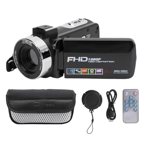 Videokamera, HD 1080P-Kinderkamera, Trageband, 3 Zoll 270° Drehbarer Farb-IPS-Rotationsbildschirm, 30 MP, 18-facher Zoom-Camcorder mit Fernbedienung, Anti-Shake, Digitalkamera von Yunir