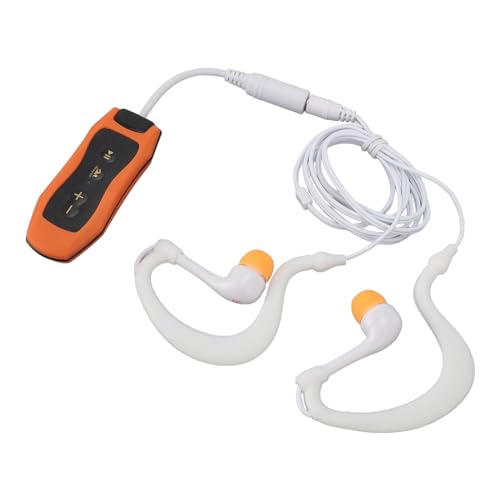 Yunir Wasserdichter Schwimm-MP3-Player, IPX8 8G-Speicher-Schwimm-Headset mit Gummibeschichtung, USB-Musik-Player mit Kopfhörer, Zum Schwimmen, Tauchen, Laufen, Radfahren (ORANGE) von Yunir